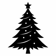 Obraz premium christmas tree vector illustration, green christmas tree isolated on white, tree vector art, christmas vector Line art