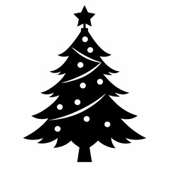 christmas tree vector illustration, green christmas tree isolated on white, tree vector art, christmas vector Line art