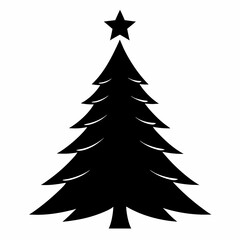 Obraz premium christmas tree vector illustration, green christmas tree isolated on white, tree vector art, christmas vector Line art
