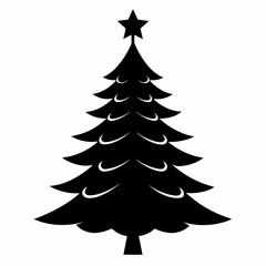Obraz premium christmas tree vector illustration, green christmas tree isolated on white, tree vector art, christmas vector Line art
