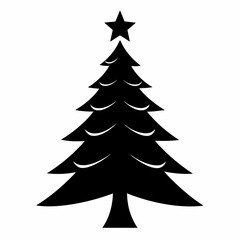 Obraz premium christmas tree vector illustration, green christmas tree isolated on white, tree vector art, christmas vector Line art