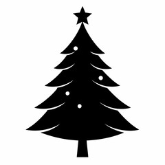 christmas tree vector illustration, green christmas tree isolated on white, tree vector art, christmas vector Line art
