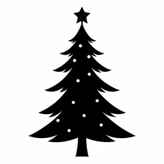 Fototapeta premium christmas tree vector illustration, green christmas tree isolated on white, tree vector art, christmas vector Line art