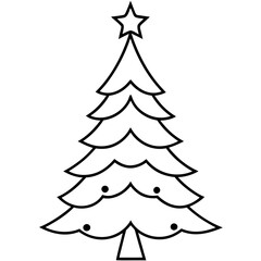 christmas tree vector illustration, green christmas tree isolated on white, tree vector art, christmas vector Line art
