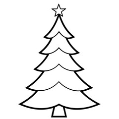 christmas tree vector illustration, green christmas tree isolated on white, tree vector art, christmas vector Line art