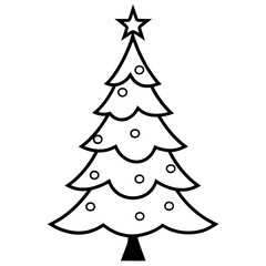 christmas tree vector illustration, green christmas tree isolated on white, tree vector art, christmas vector Line art