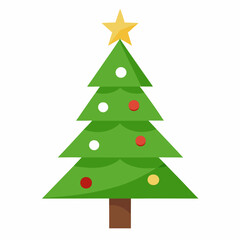christmas tree vector illustration, green christmas tree isolated on white, tree vector art, christmas vector Line art