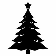 christmas tree vector illustration, green christmas tree isolated on white, tree vector art, christmas vector Line art
