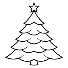 Fototapeta premium christmas tree vector illustration, green christmas tree isolated on white, tree vector art, christmas vector Line art