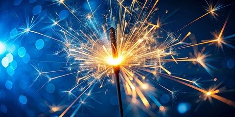 Sparklers Against a Blue Bokeh Background, sparklers, bokeh, celebration, new year's eve