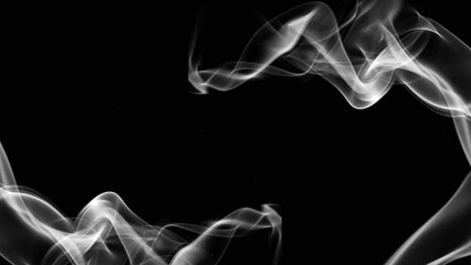 Abstract white smoke against a black background, resembling a cloud, creating a dramatic and mysterious atmosphere