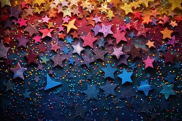 A colorful background with many stars and a lot of sparkles
