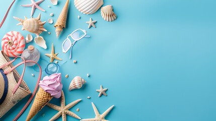 Seashells and Starfish on a Sandy Beach
