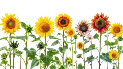 Vibrant Sunflowers in a Row