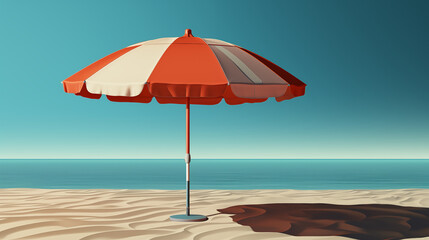 A beach umbrella casting a shadow on sunny day
