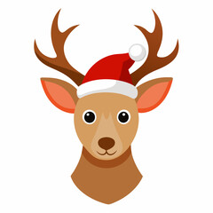 christmas deer vector illustration, christmas deer isolated on white, deer vector art, christmas vector Line art