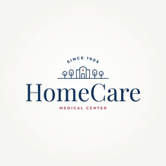 minimalist home care medical center line art icon logo vector illustration design. simple modern emergency, clinic, medicine, hospital logo concept