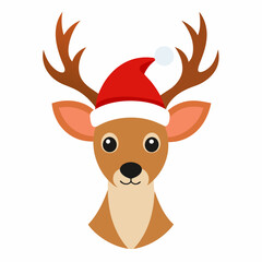 christmas deer vector illustration, christmas deer isolated on white, deer vector art, christmas vector Line art