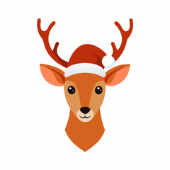 christmas deer vector illustration, christmas deer isolated on white, deer vector art, christmas vector Line art