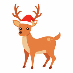 christmas deer vector illustration, christmas deer isolated on white, deer vector art, christmas vector Line art