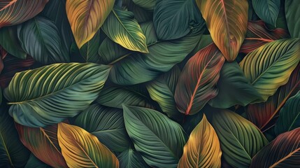 Nature Background: Closeup Abstract Green Texture, Tropical Leaf View - Concept of Natural Beauty and Tranquility