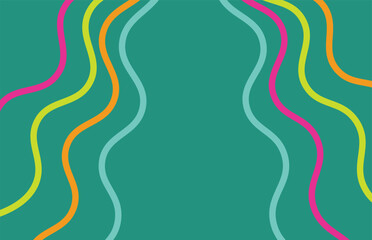 Groovy background. Starburst rays, colorful funky waves and vintage 60s, 70s hippie  wallpaper backdrop vector. Retro concept