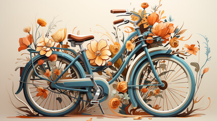 Fototapeta premium A bicycle with a basket of flowers