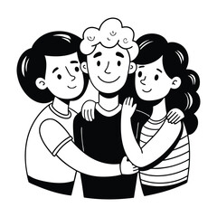 Friendship day Group Hug  silhouette vector illustration 