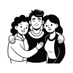 Friendship day Group Hug  silhouette vector illustration 
