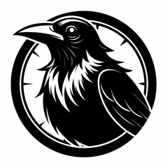 black and white crow head illustration