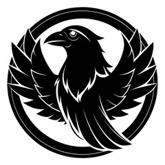 black and white crow head illustration