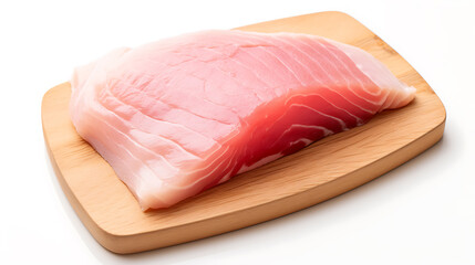 Fresh pink fish fillet on a wooden board, perfect for a healthy and delicious meal 
