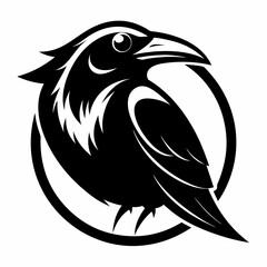 black and white crow head illustration