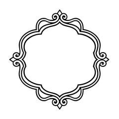Vector vintage border frame engraving with retro ornament pattern in antique rococo style