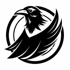 black and white crow head illustration