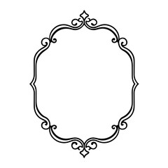 Vector vintage border frame engraving with retro ornament pattern in antique rococo style decorative design