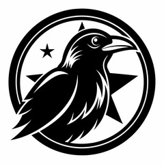 black and white crow head illustration