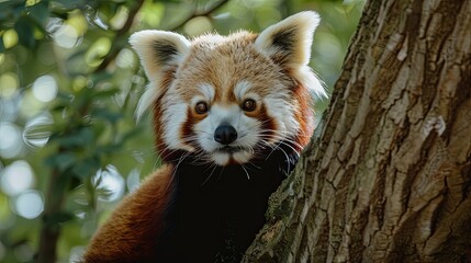 Naklejka premium Red Panda in the Tree Canopy.