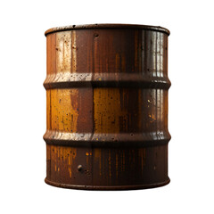 Old rusty oil barrel isolated on transparent background.