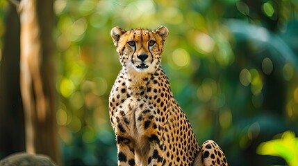 Cheetah Portrait in a Green Blurred Background.