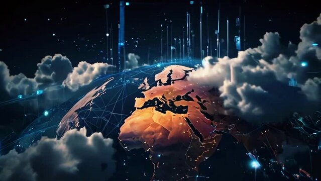 Visualize the network of satellites orbiting Earth and facilitating global communication, with beams of data being transmitted to various ground stations, 4K High-Quality wallpaper animation video