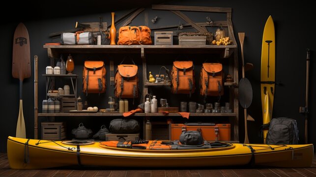 A Kayak and Gear Ready for Adventure