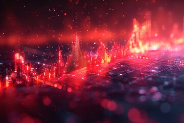 Generative AI: Financial Graph Lines on Abstract Technological Background Symbolizing Financial Crisis and Market Meltdown. Trading Market and Technology Concept