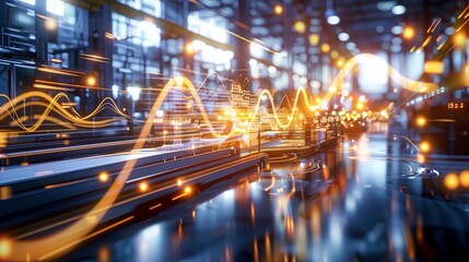 Smart Factory Concept: Abstract Tech Background Demonstrating Industry 4.0 - Automation and Data Exchange in Manufacturing Technologies Banner