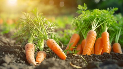Freshly Harvested Carrots in a Sunny Garden