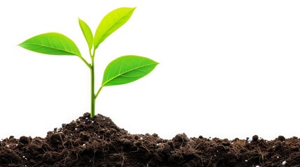 Sprout Growth: Isolated Young Plant on White Transparent Background - Close-Up PNG Banner