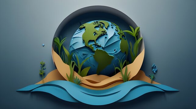 paper Art: Ecology and World Water Day - Environmental Protection and Saving Earth&rsquo;s Water,paper craft, eco-friendly art, water protection, environmental education, sustainability awareness

