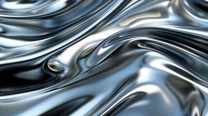Glossy Metal Surface: Silver or Aluminum Wave Texture - Modern Design Banner