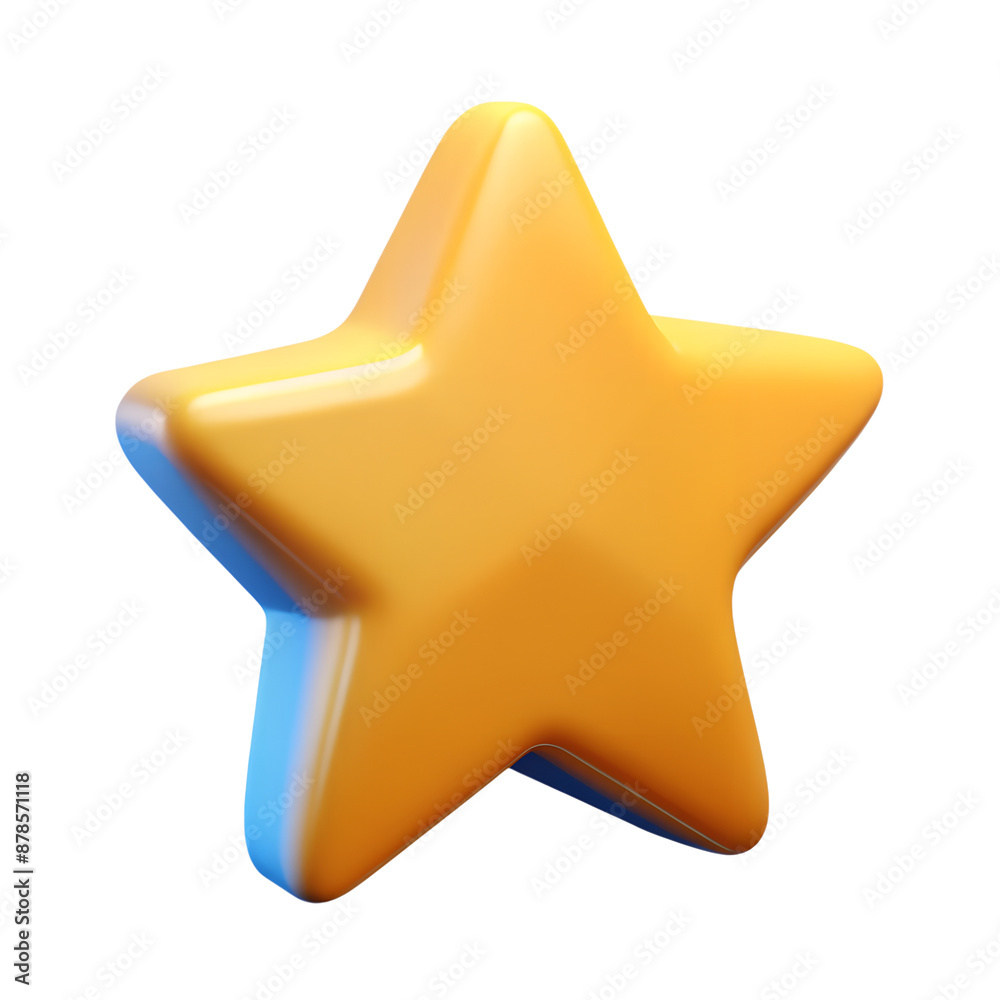 Wall mural 3d star icon with plastic style for rating symbol. isolated star sign as a design element