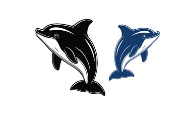 Dolphin silhouette vector art illustration logo